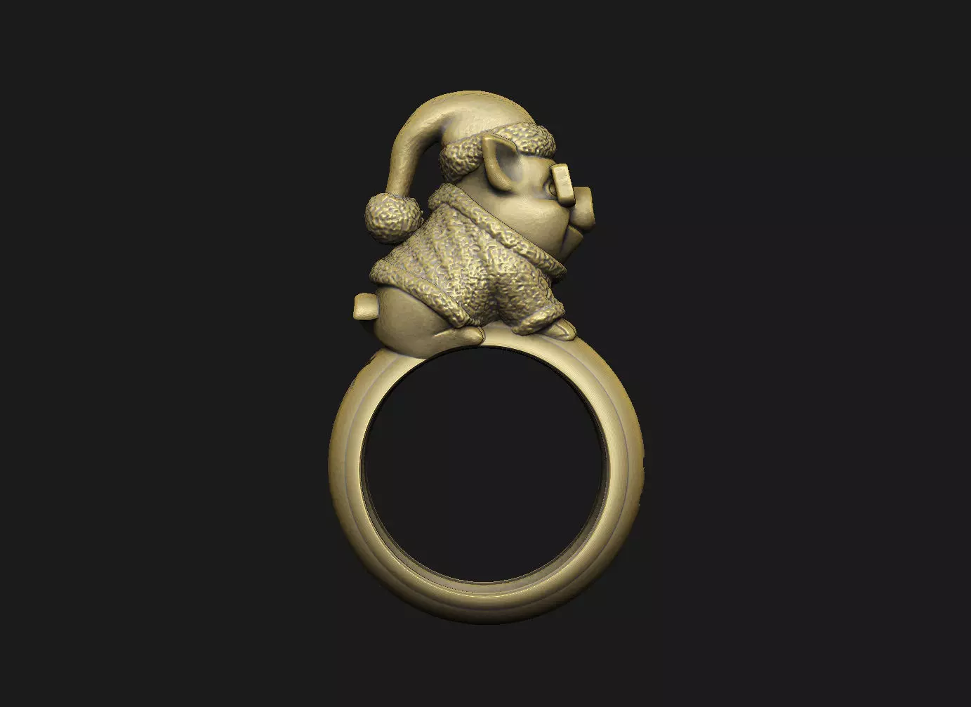 Pig child Christmas noel snow cap Chibi cartoon simple design 3D print model_1