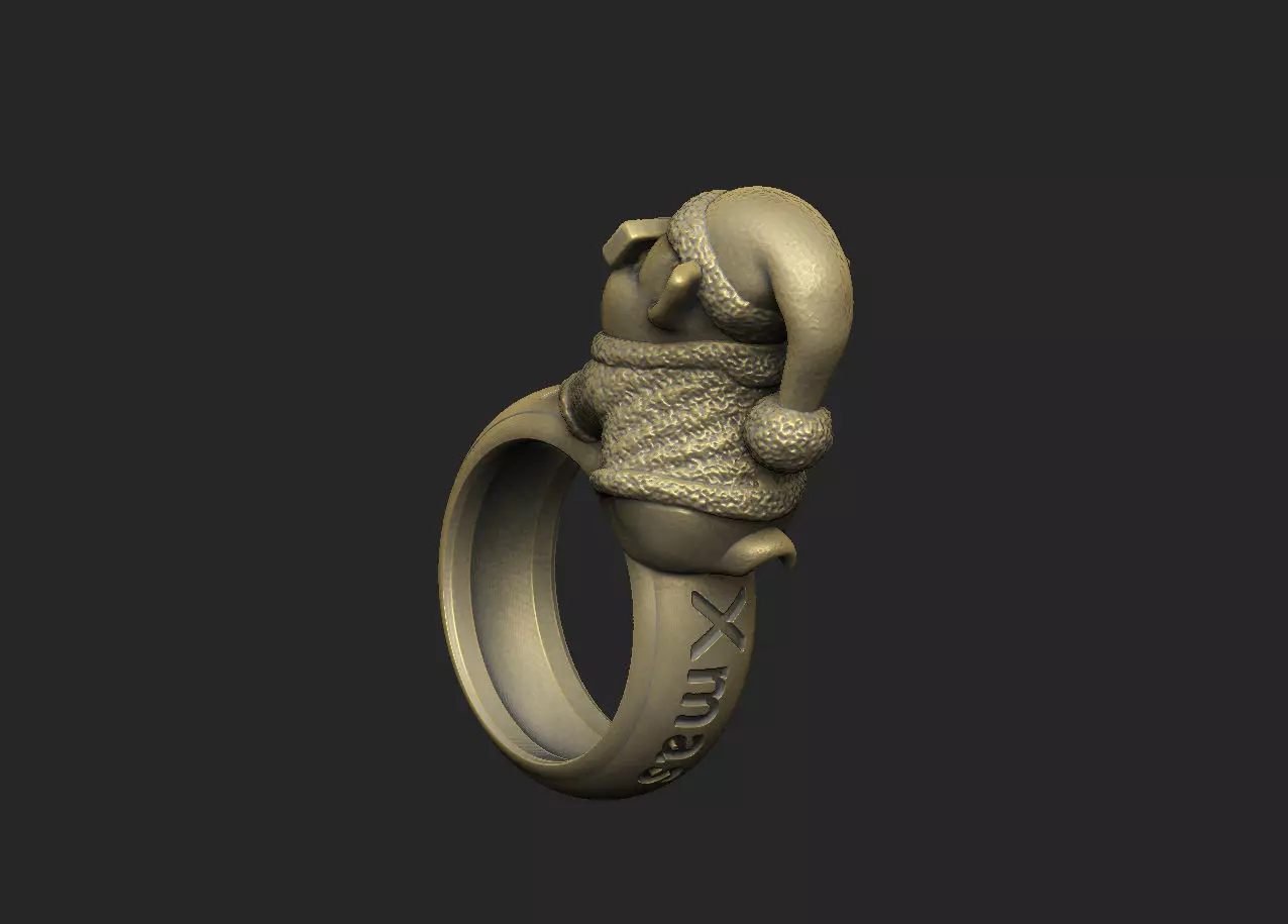 Pig child Christmas noel snow cap Chibi cartoon simple design 3D print model_4