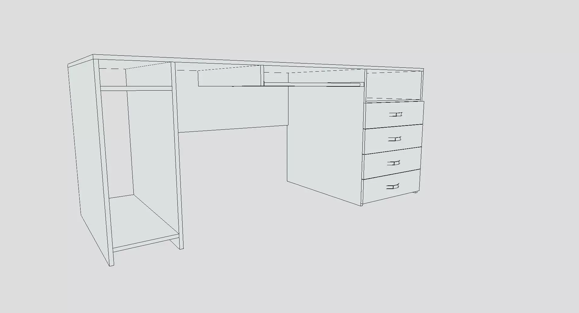 Writing Desk Low-poly 3D model_8