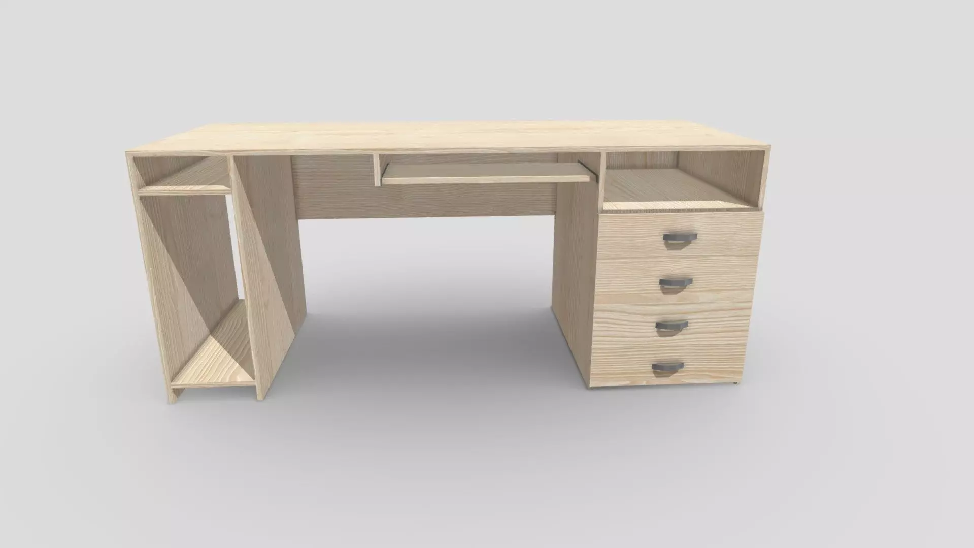 Writing Desk Low-poly 3D model_2