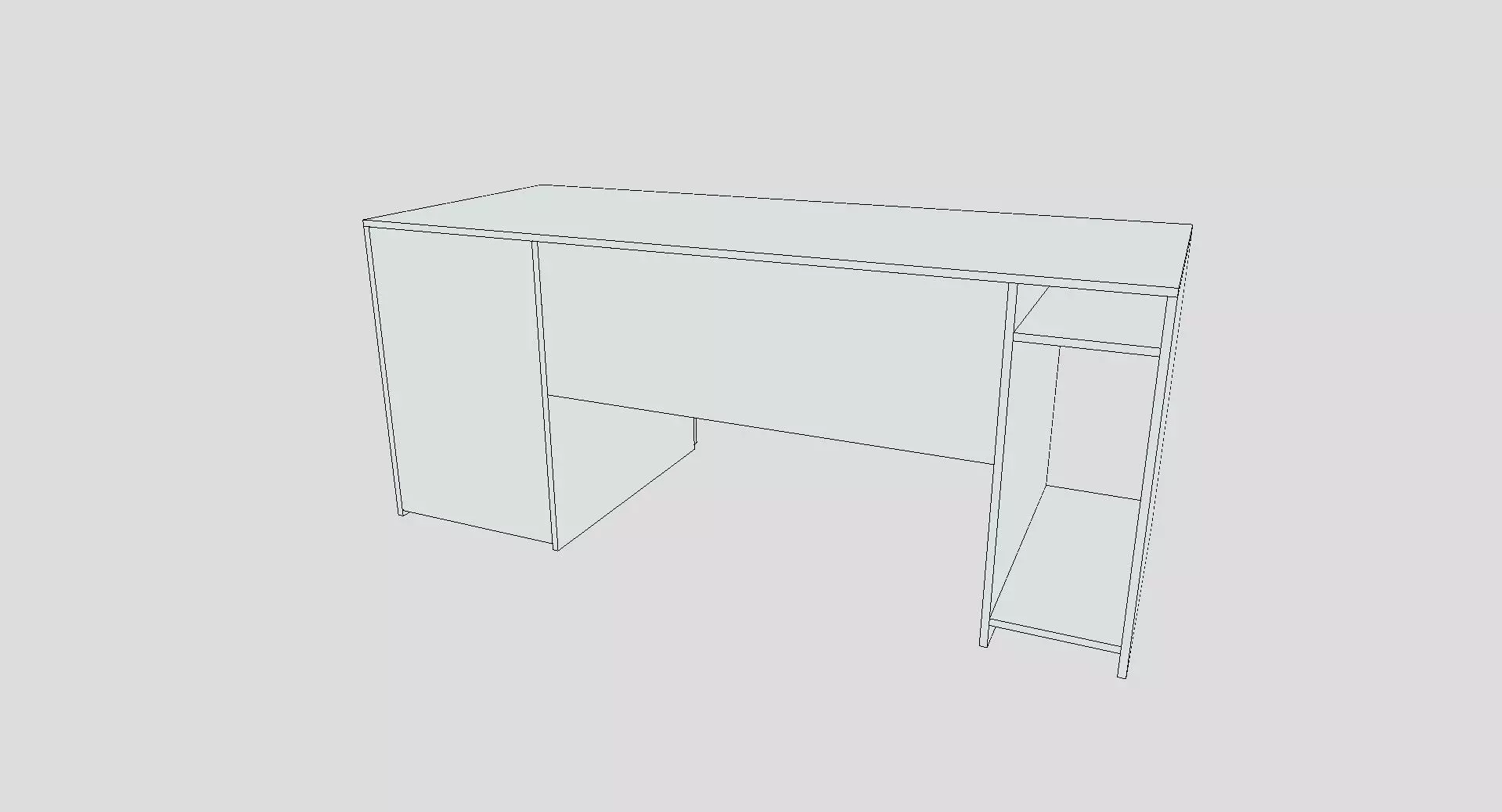 Writing Desk Low-poly 3D model_9