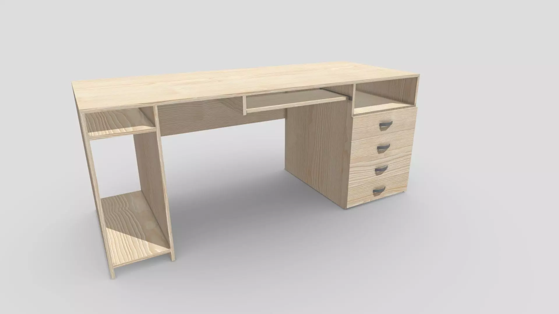Writing Desk Low-poly 3D model_0