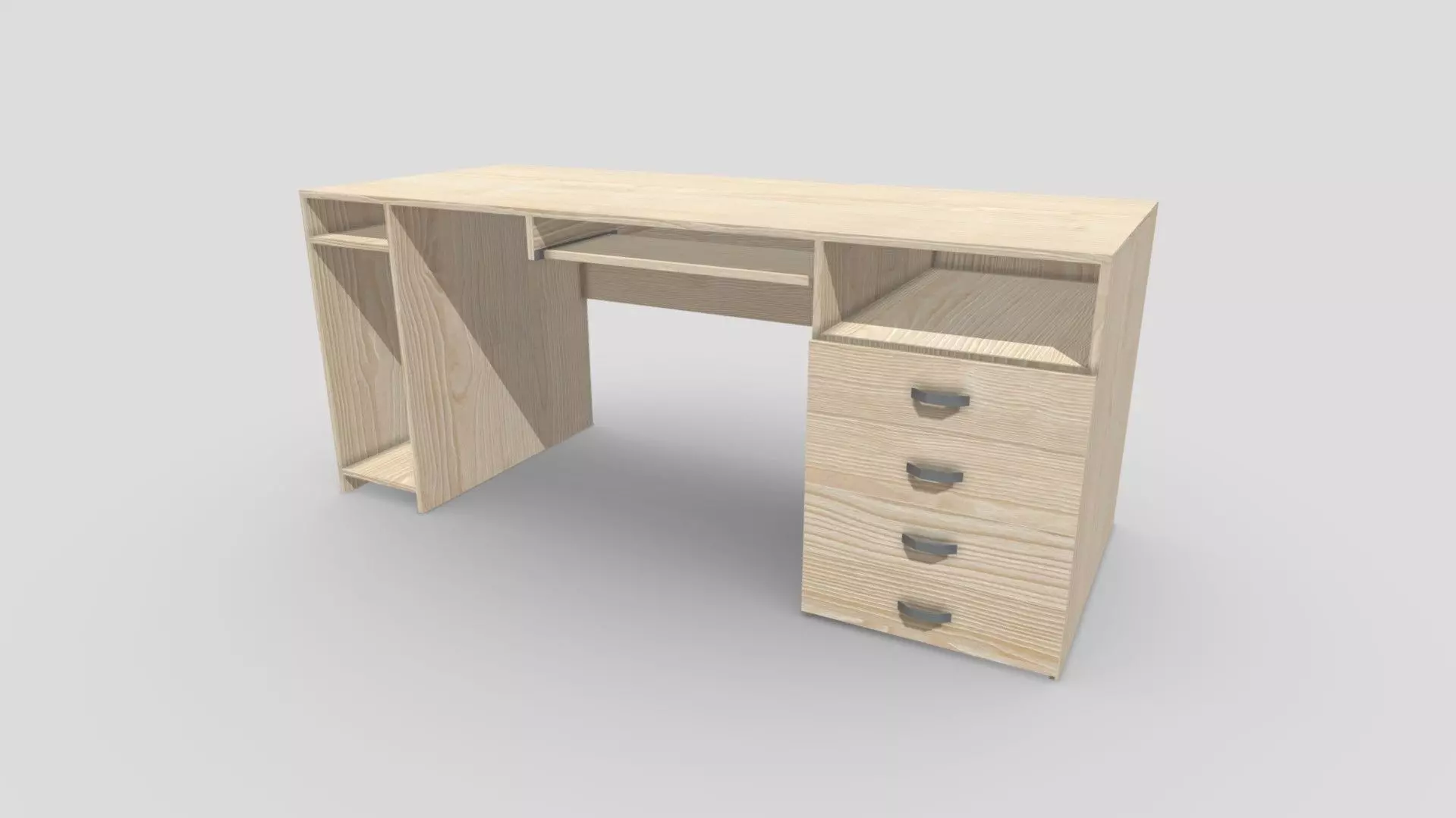 Writing Desk Low-poly 3D model_1