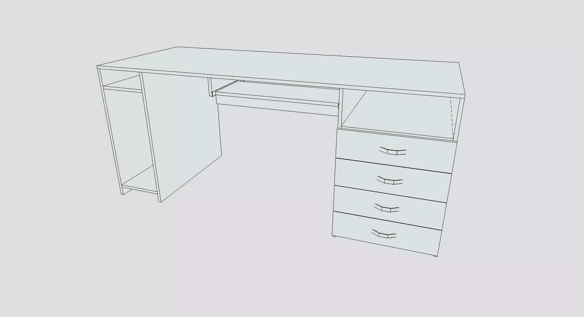 Writing Desk Low-poly 3D model_7