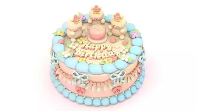 Blue Cake 3 - Stylized Rabbit Blue Whole Cake 