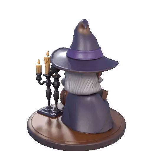 2365Halloween Witch with Spell book Skull Raven 3D print model_18