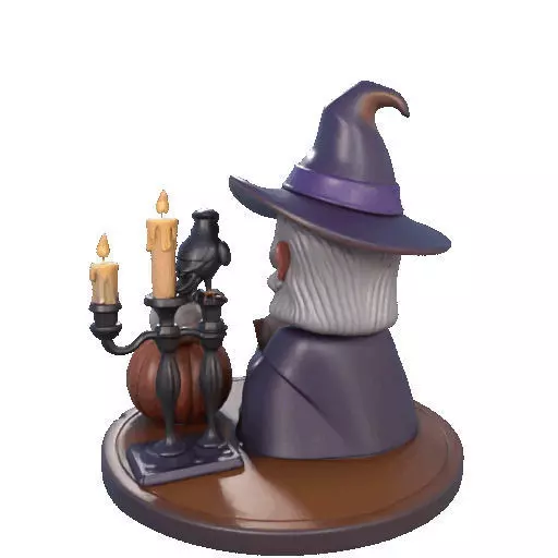 2365Halloween Witch with Spell book Skull Raven 3D print model_23