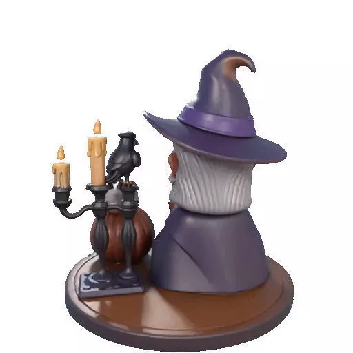 2365Halloween Witch with Spell book Skull Raven 3D print model_22