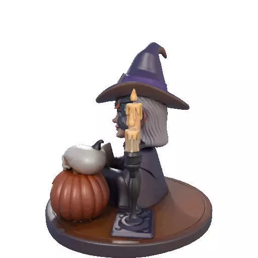 2365Halloween Witch with Spell book Skull Raven 3D print model_28