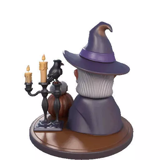 2365Halloween Witch with Spell book Skull Raven 3D print model_21