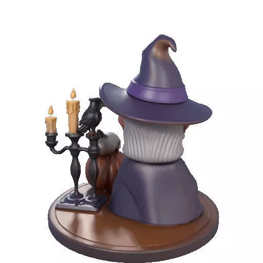 2365Halloween Witch with Spell book Skull Raven 3D print model_20