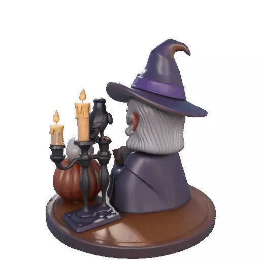 2365Halloween Witch with Spell book Skull Raven 3D print model_24