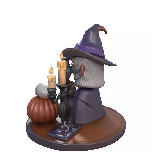2365Halloween Witch with Spell book Skull Raven 3D print model_26