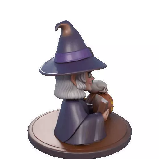 2365Halloween Witch with Spell book Skull Raven 3D print model_14