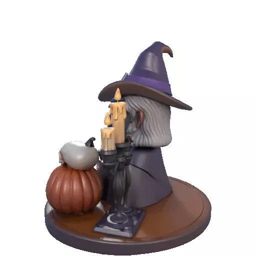 2365Halloween Witch with Spell book Skull Raven 3D print model_27