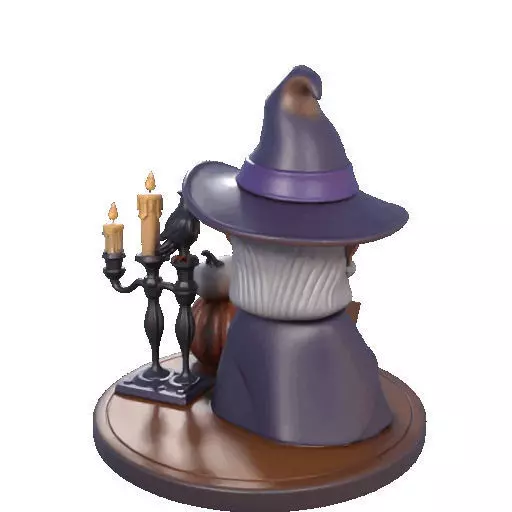 2365Halloween Witch with Spell book Skull Raven 3D print model_19