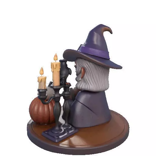 2365Halloween Witch with Spell book Skull Raven 3D print model_25