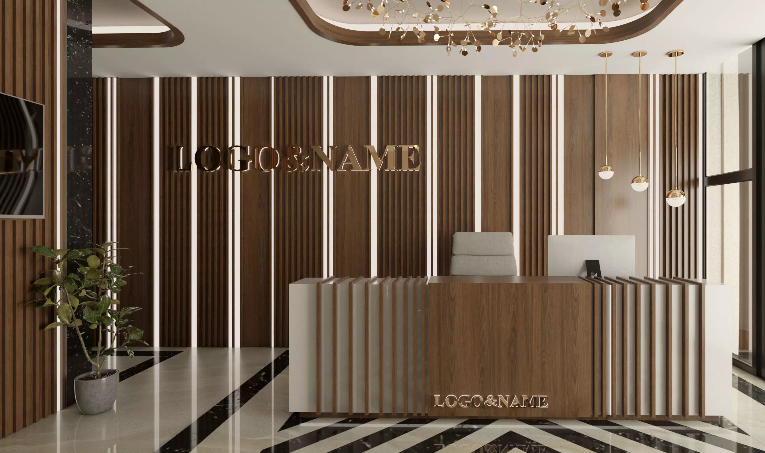 office building reception 3D model_1