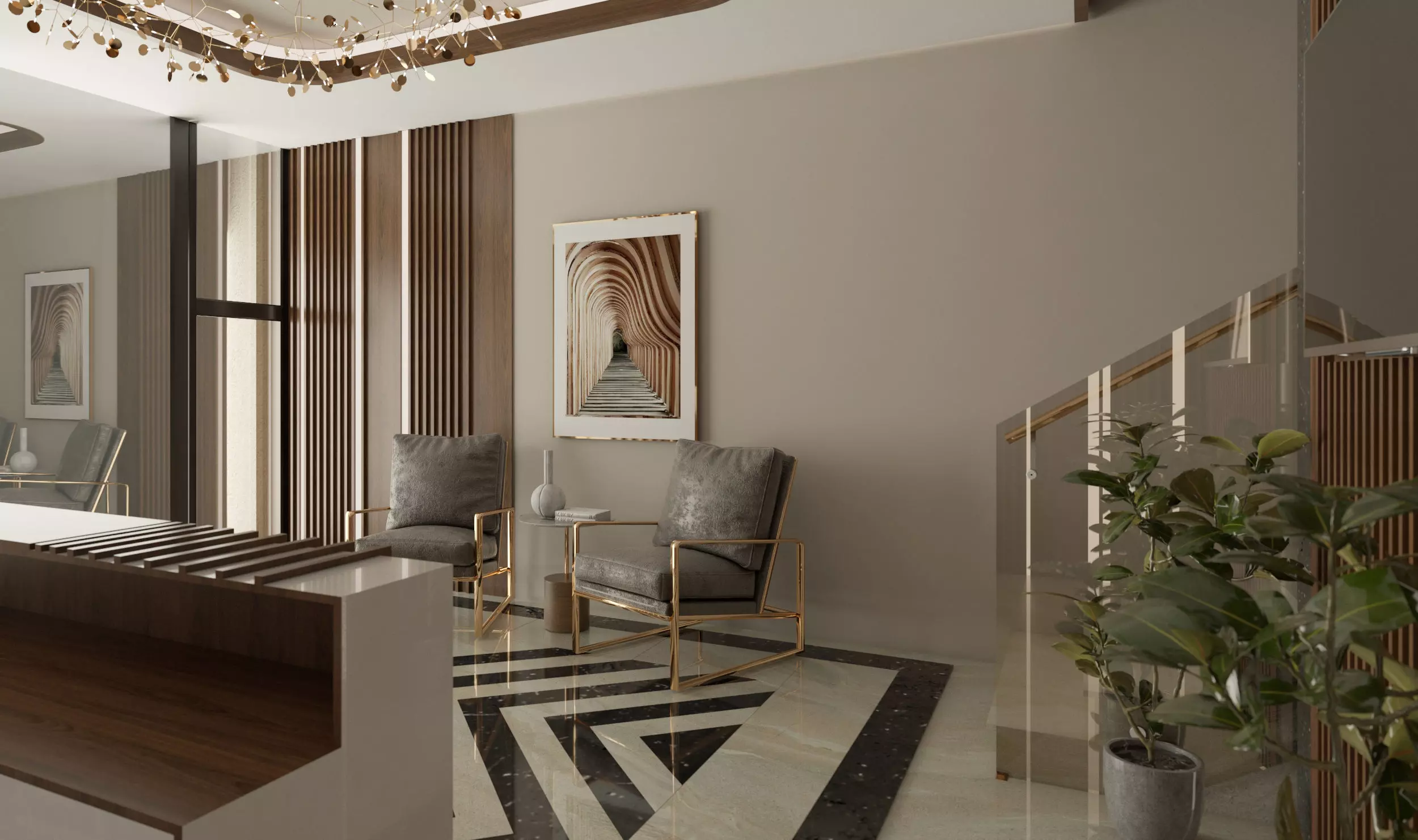 office building reception 3D model_2