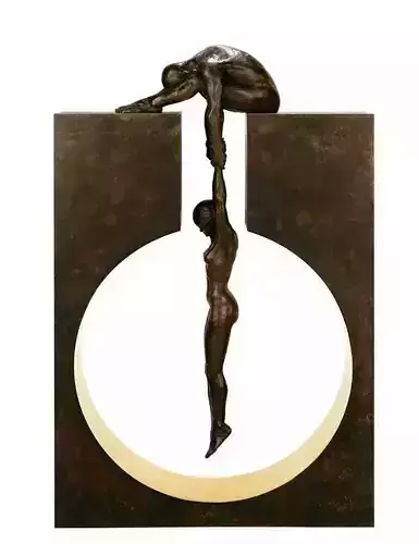 Bronze Sculpture Abstract Human Figures Balance 3D Low-poly 3D model Bronze Sculpture Abstract Human Figures Balance 3D Low-poly 3D model