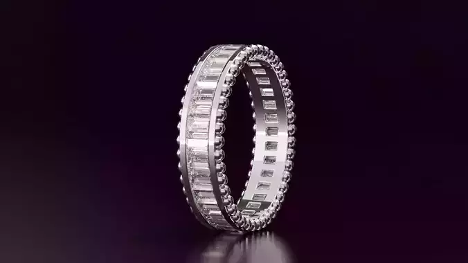 Channel Set Baguette cut eternity ring with bead 1938CT EU54
