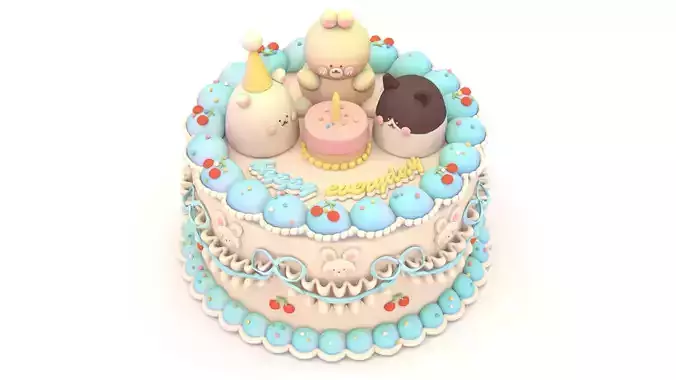 Blue Cake 4 - Stylized Blue Animal Whole Cake