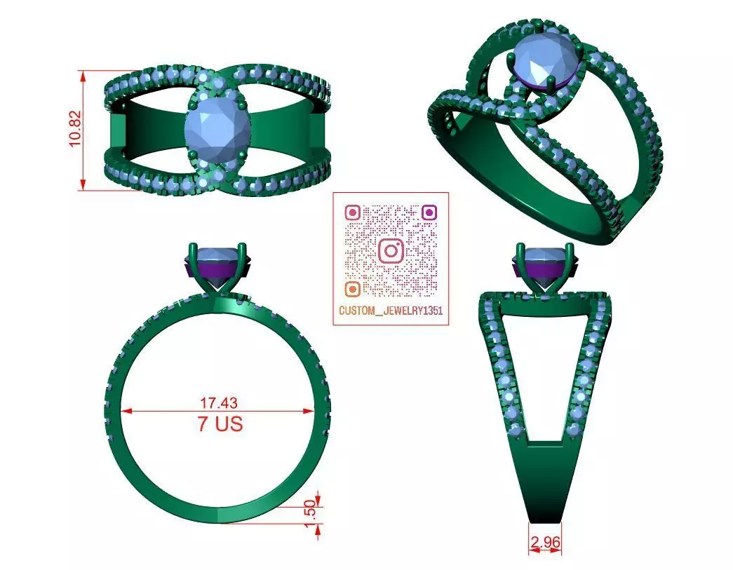 Solitaire ring  3D print model_5