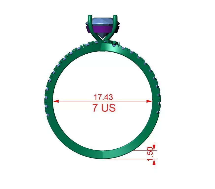 Solitaire ring  3D print model_12