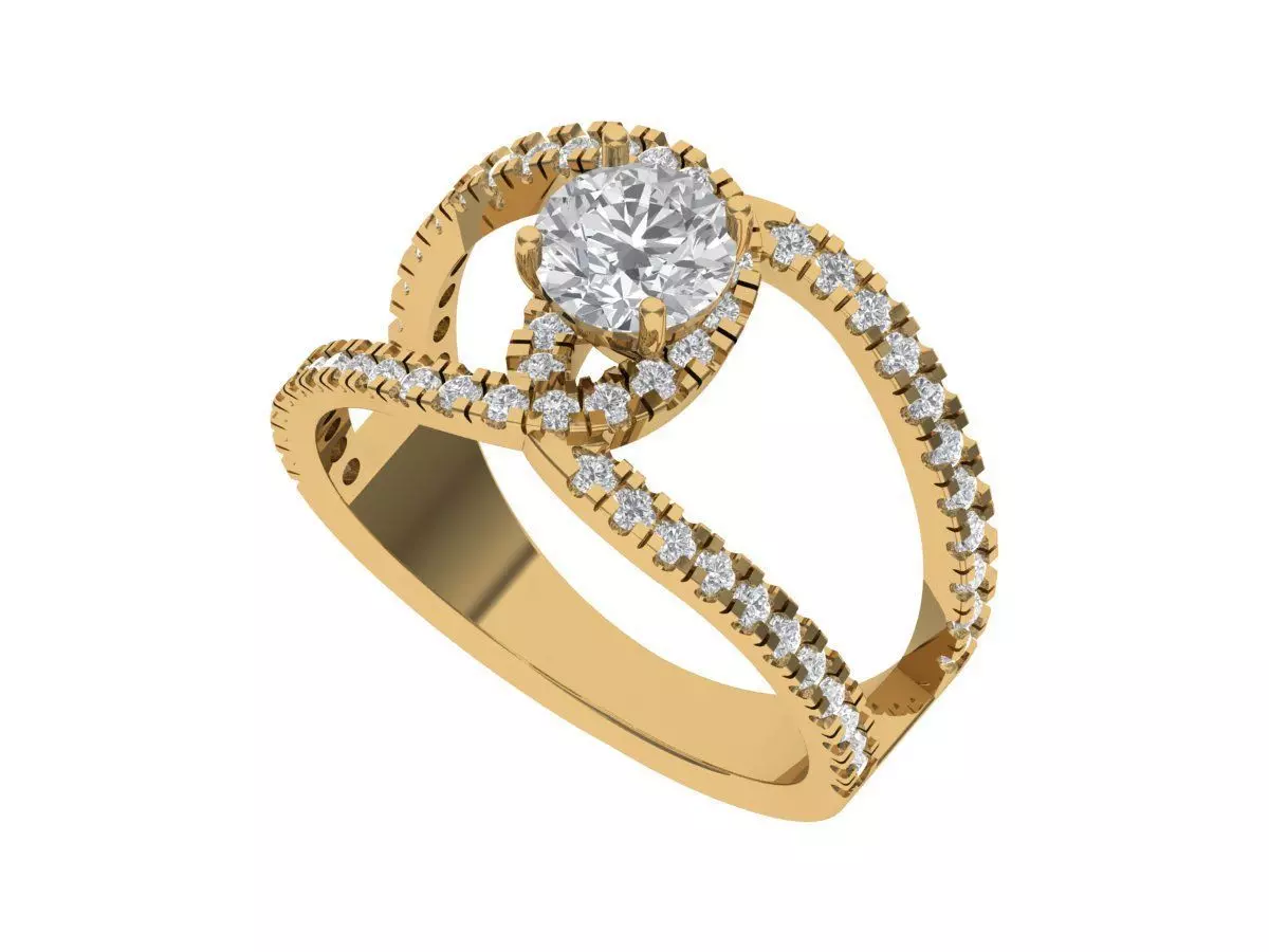Solitaire ring  3D print model_3
