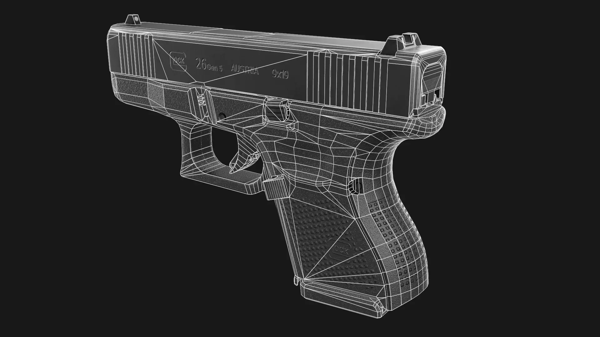 Glock 17 plus 26 - 27 Gen 5 Bundle Game Ready 3D Model Collection_33