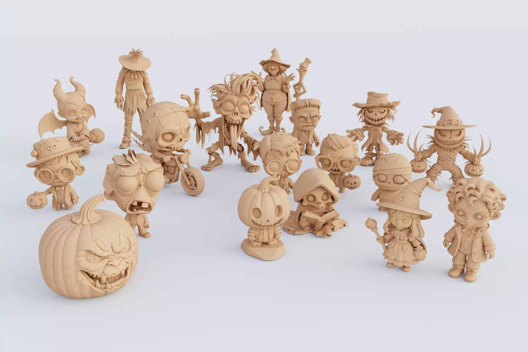 3D Printable Halloween Figurine Set STL Format 3D print model_0
