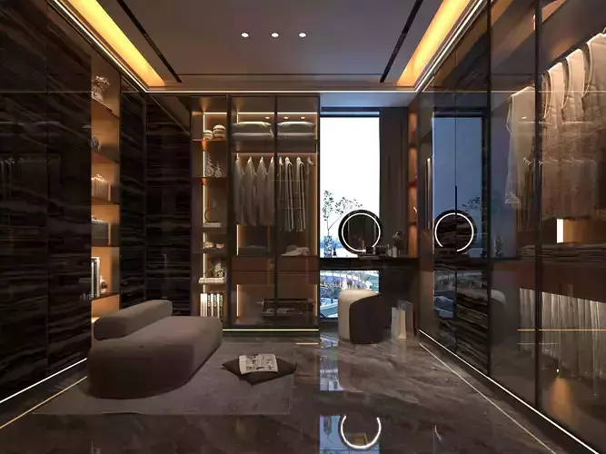 Dressing room Wardrobe closet full Scene  02