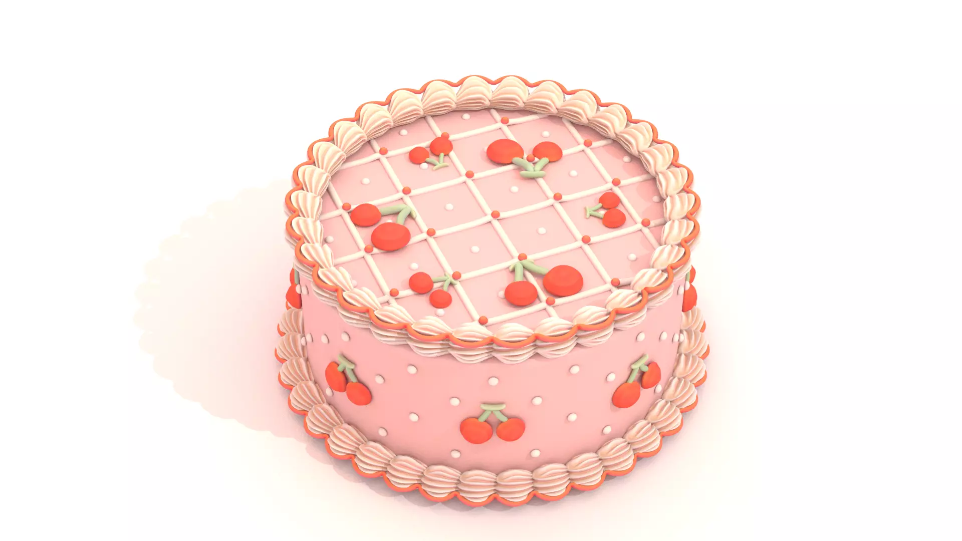 Cherry Cake 1 - Stylized Cherry Whole Cake 3D model