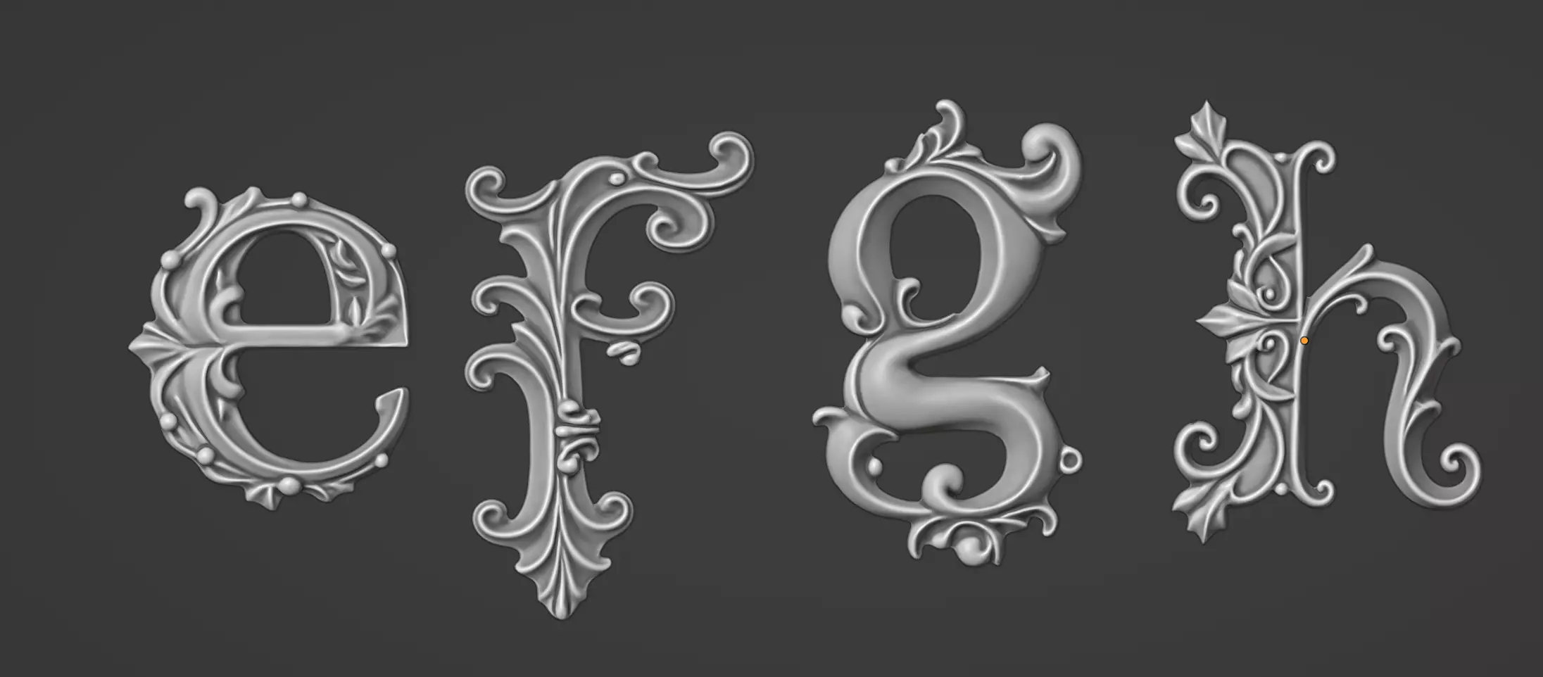 a-z One Sided BaroqueStyleLowerCaseLetters03 3D model_14