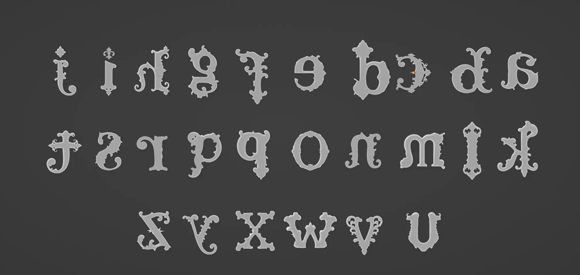 a-z One Sided BaroqueStyleLowerCaseLetters03 3D model_13