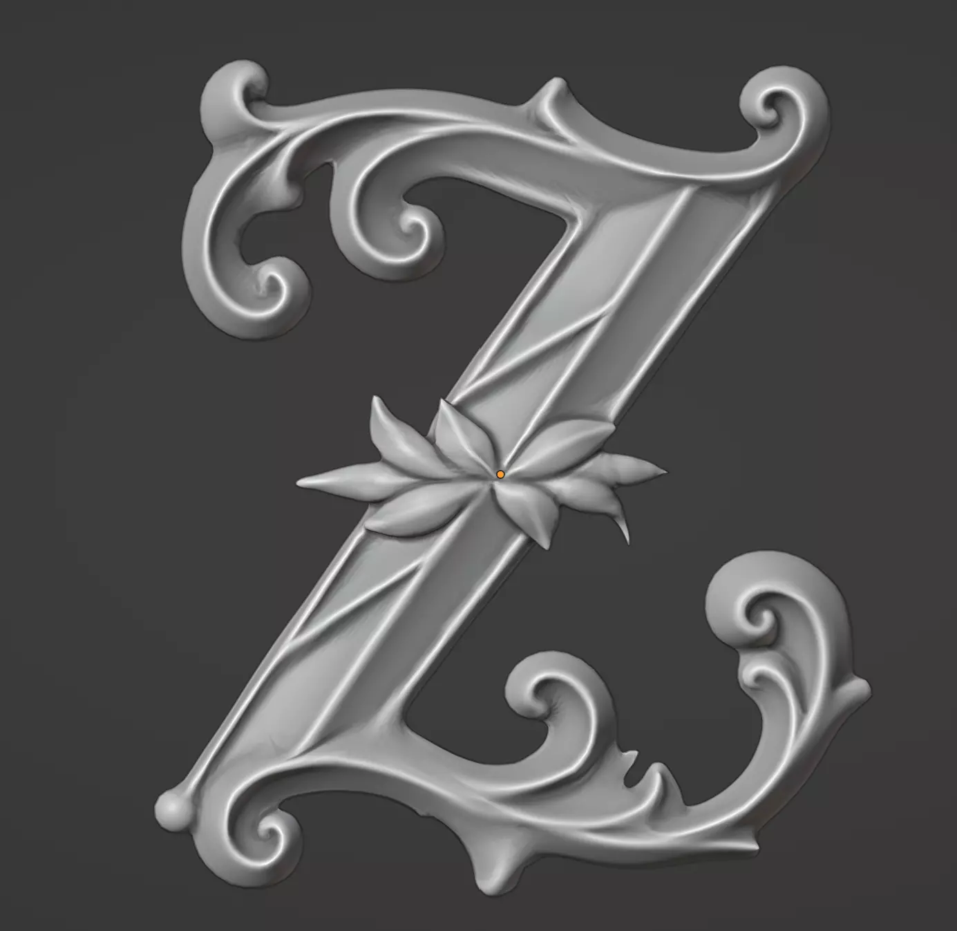 a-z One Sided BaroqueStyleLowerCaseLetters03 3D model_12
