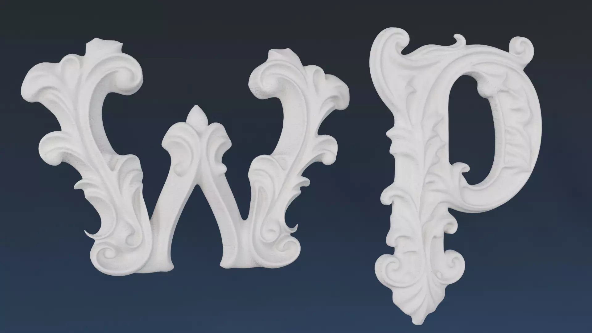 a-z One Sided BaroqueStyleLowerCaseLetters03 3D model_10