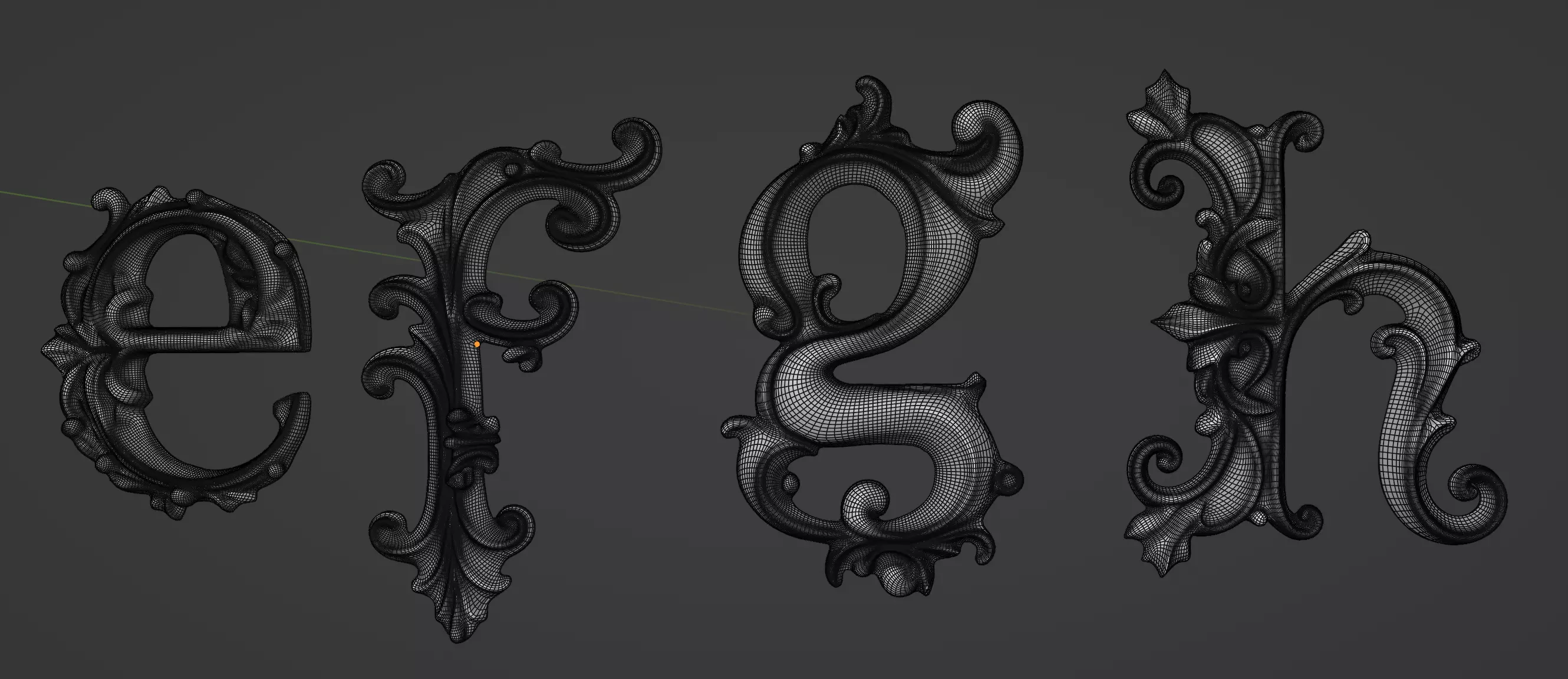 a-z One Sided BaroqueStyleLowerCaseLetters03 3D model_17