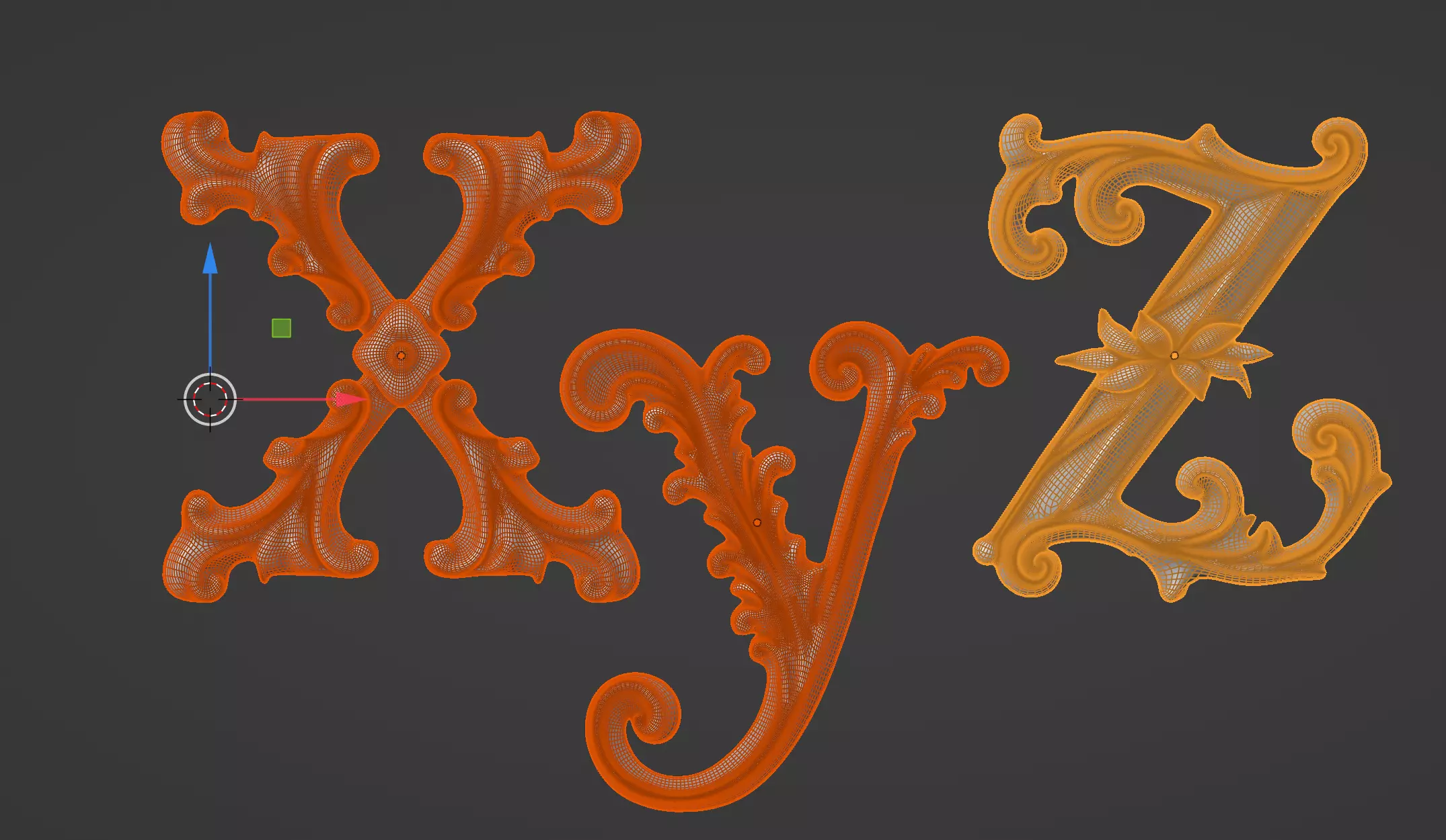 a-z One Sided BaroqueStyleLowerCaseLetters03 3D model_19