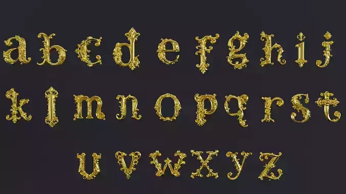 a-z One Sided BaroqueStyleLowerCaseLetters03