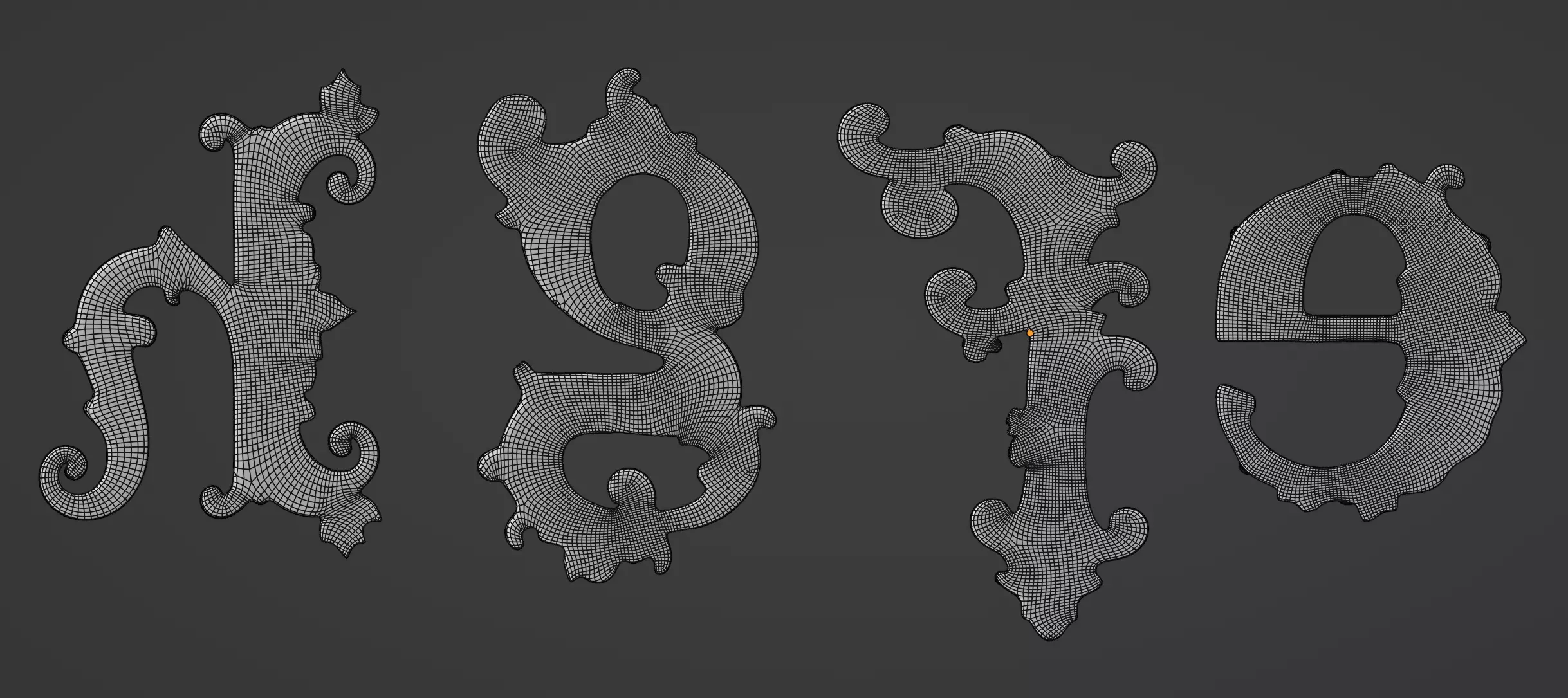 a-z One Sided BaroqueStyleLowerCaseLetters03 3D model_16