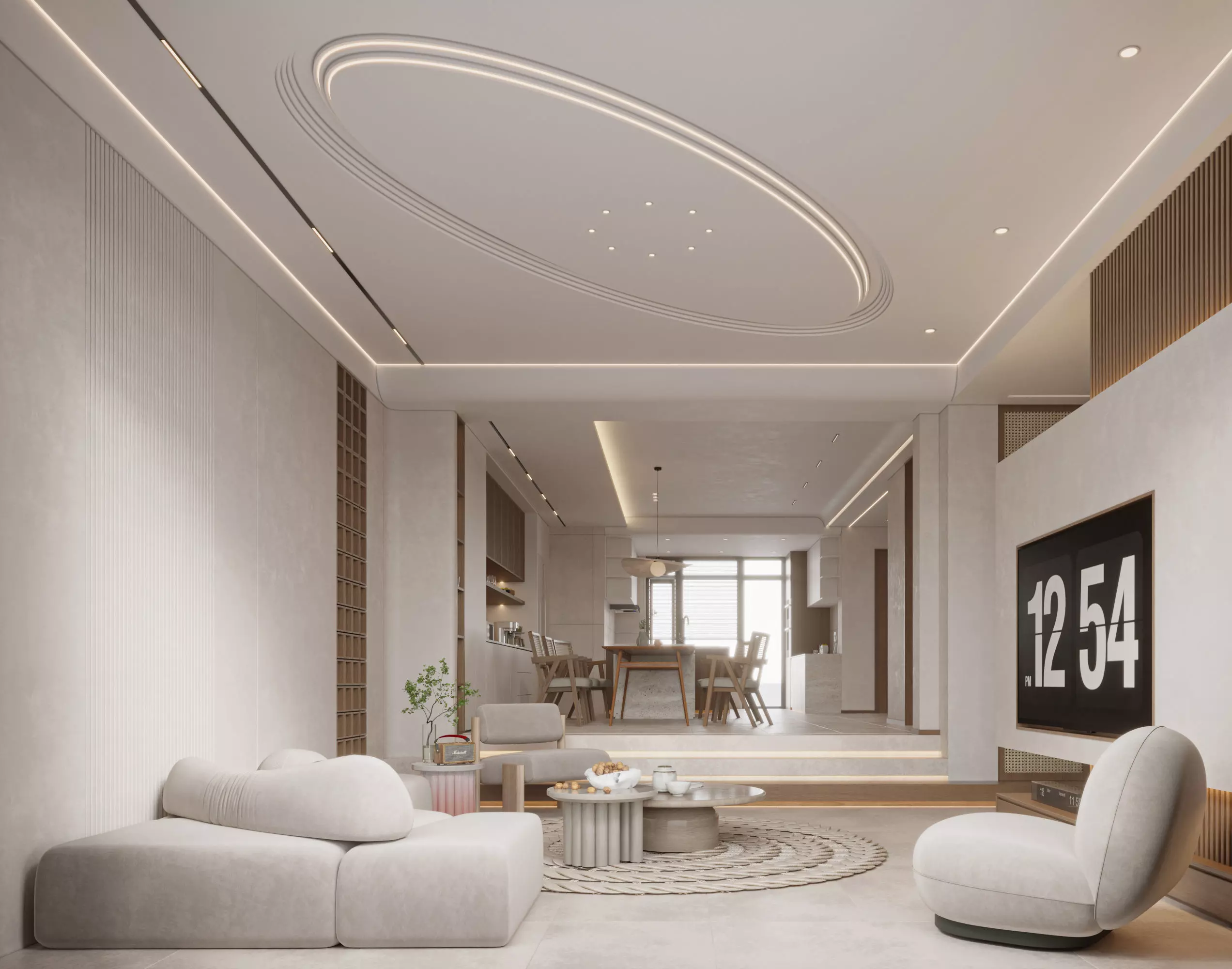 Modern living room dining room interior scenes 358 3D model