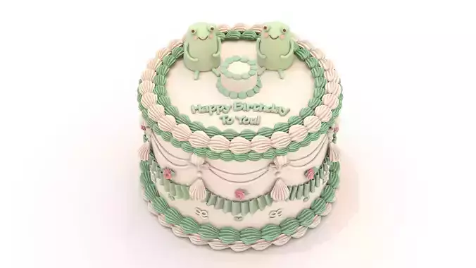 Green Cake 1 - Stylized Green Frog Whole Cake