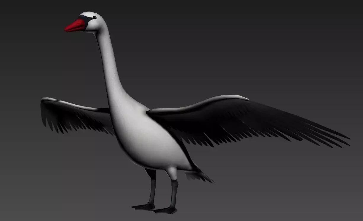 Swan Goose Low-poly 3D model_0