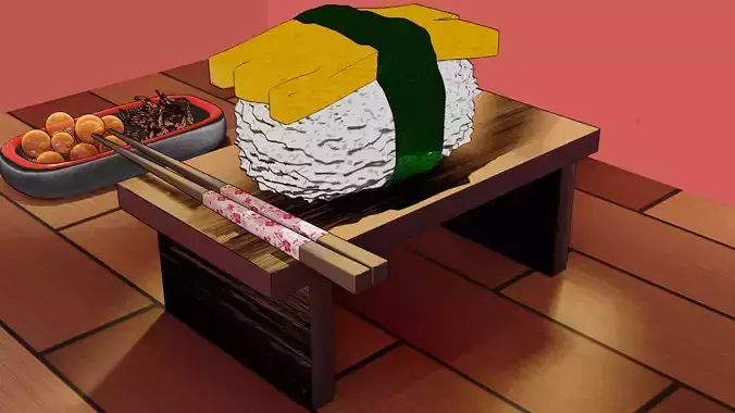 Sushi Nigiri Tamago 00 3D model