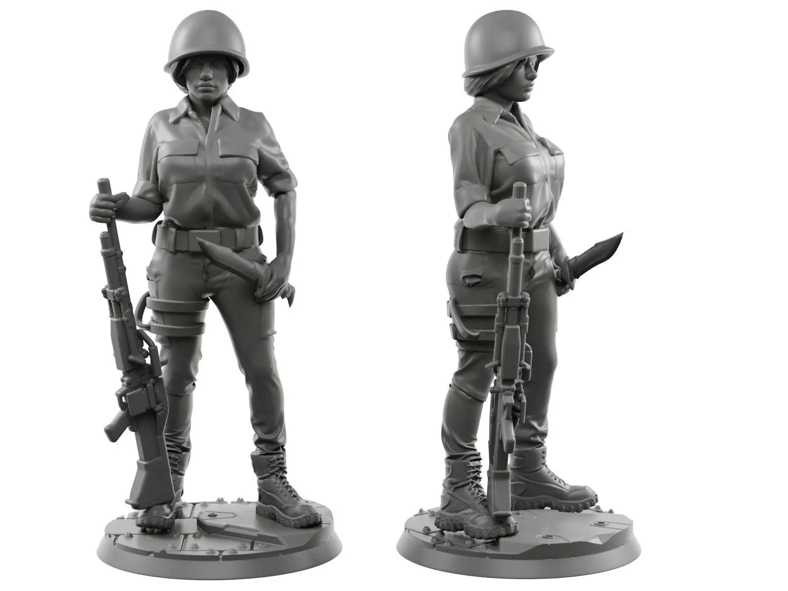 GirlSquad 5 Female Soldiers 3D Models OBJ 3D print model_5