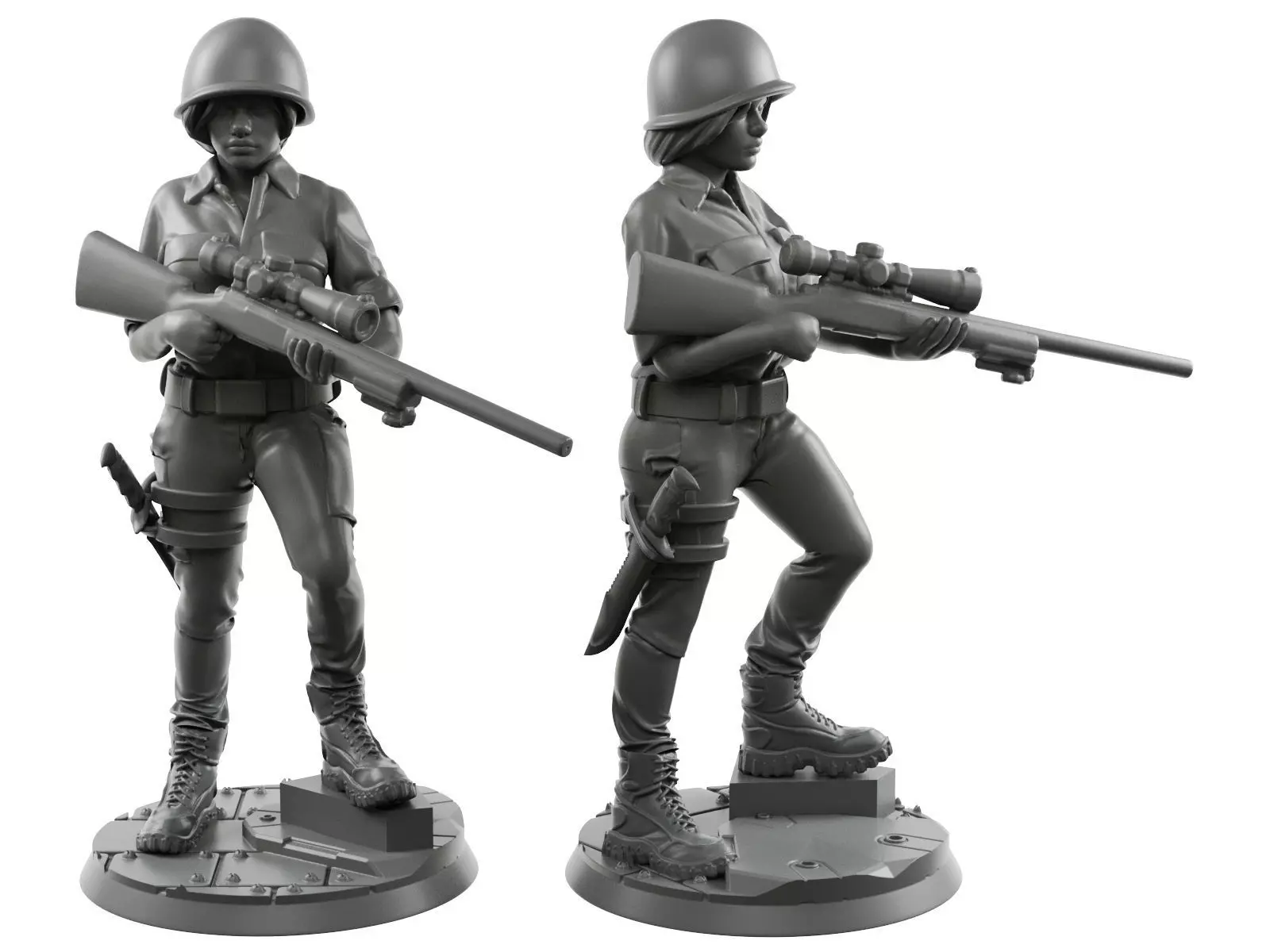 GirlSquad 5 Female Soldiers 3D Models OBJ 3D print model_3