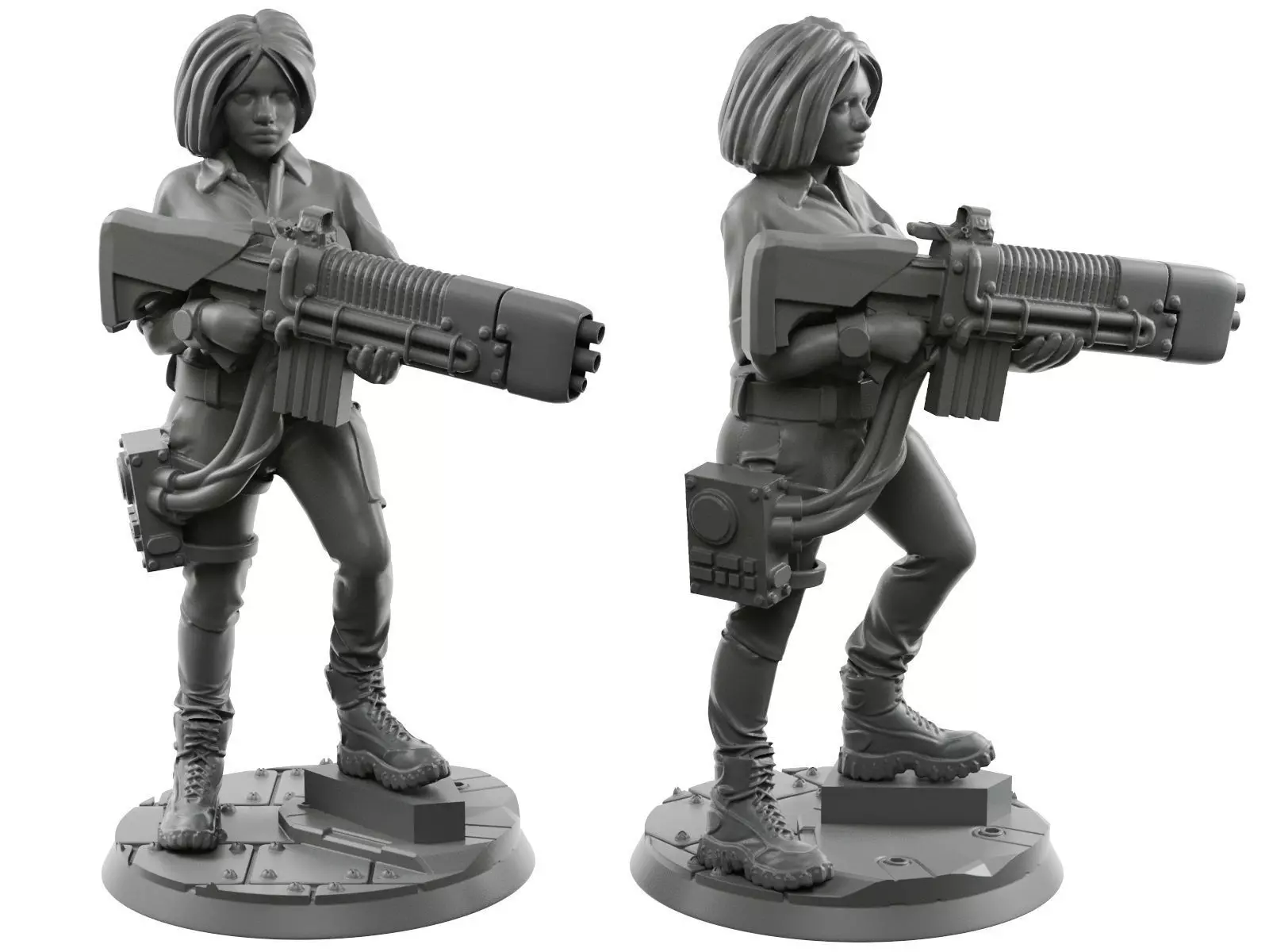 GirlSquad 5 Female Soldiers 3D Models OBJ 3D print model_1
