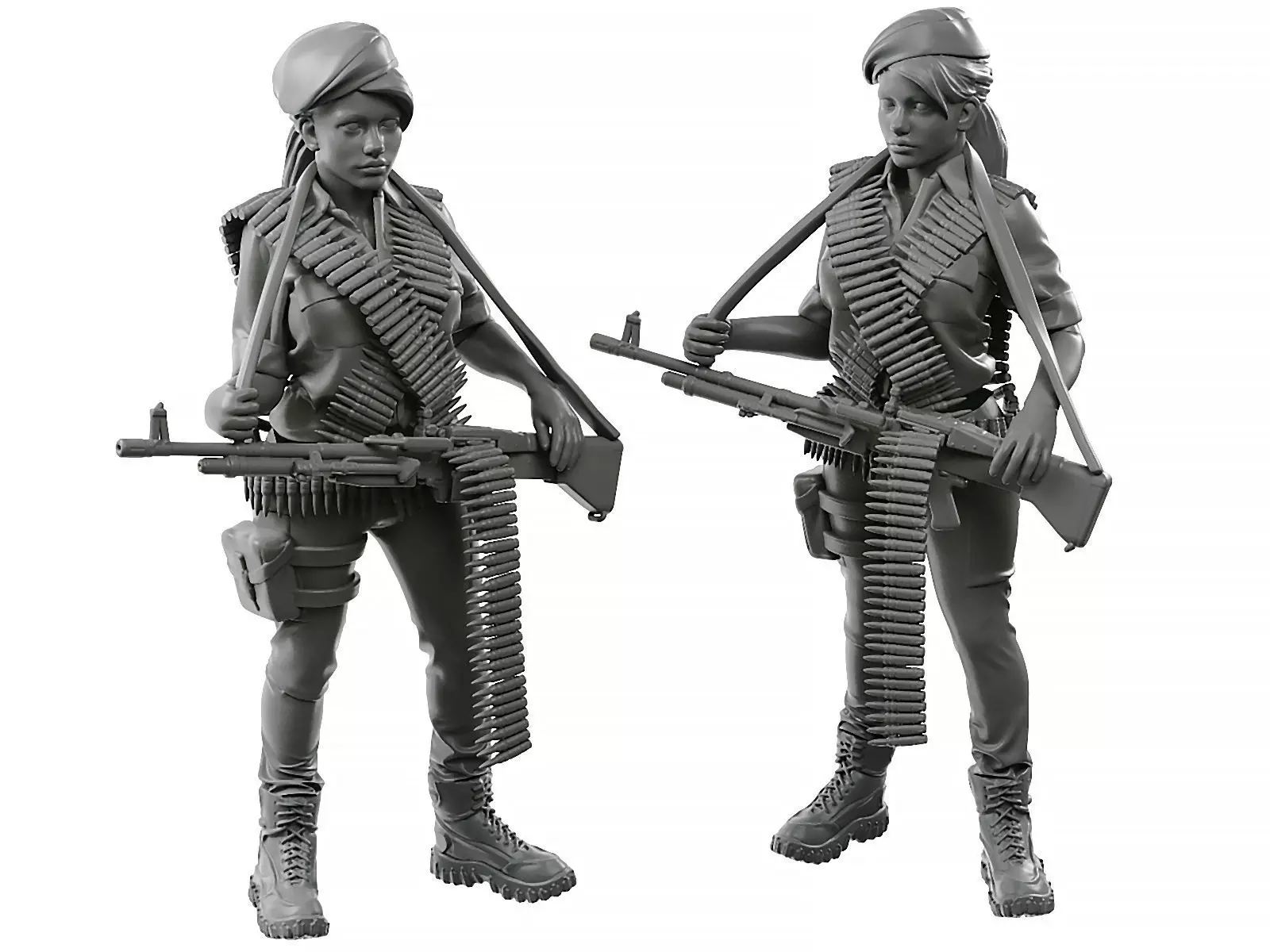 GirlSquad 5 Female Soldiers 3D Models OBJ 3D print model_6