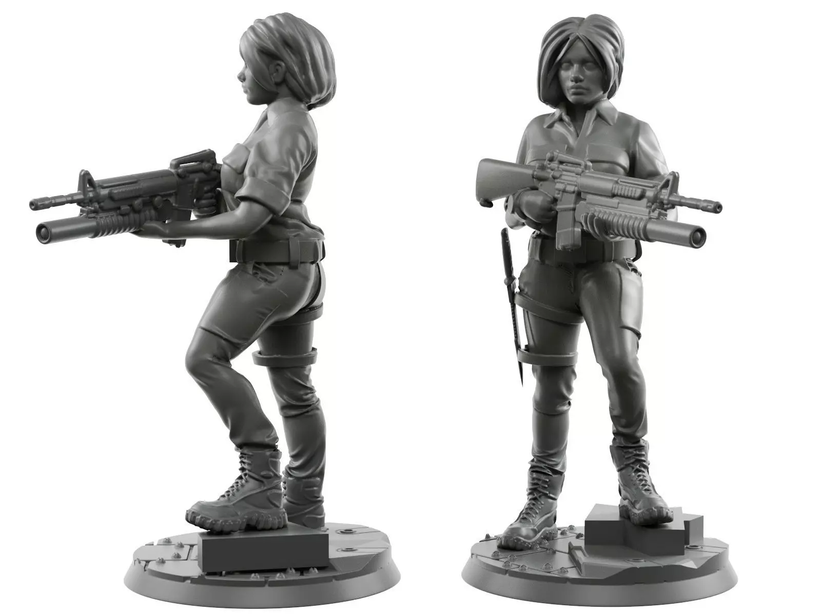 GirlSquad 5 Female Soldiers 3D Models OBJ 3D print model_4